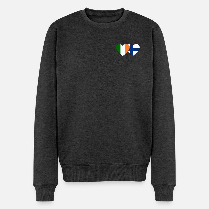 Irlande Finlande Flag Heart - Pull Premium bio Homme - anthracite chiné