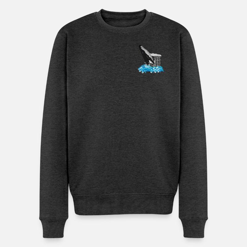 Buckelwal-Druck - Männer Premium Bio Pullover - Anthrazit meliert