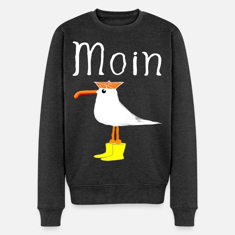 Moin Hafen Heimat Küstenkind Möwe Anker Geschenke - Männer Premium Bio Pullover - Anthrazit meliert