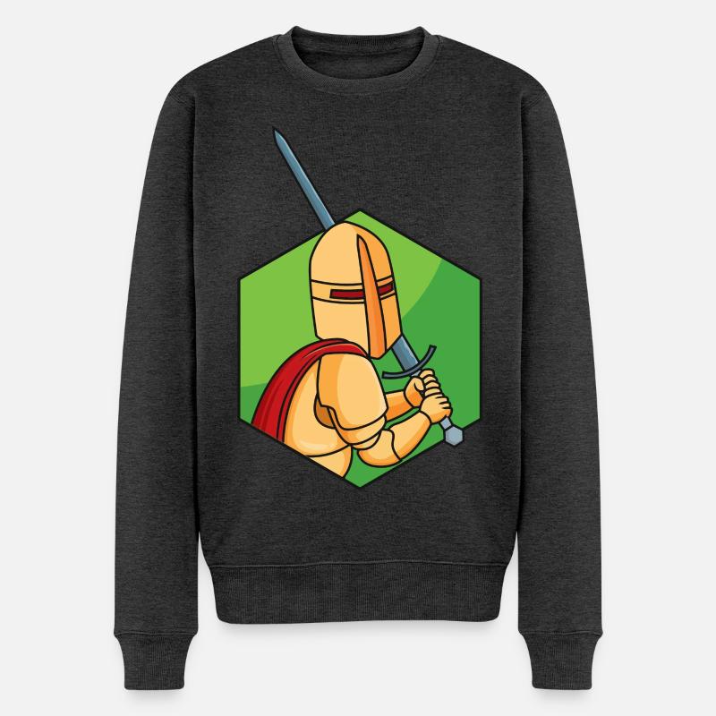 Kleiner Ritter - Männer Premium Bio Pullover - Anthrazit meliert