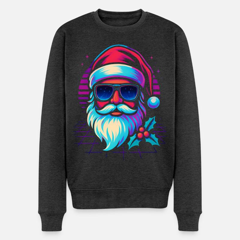  Weihnachtsmann Lustig Retro Gaming - Männer Premium Bio Pullover - Anthrazit meliert