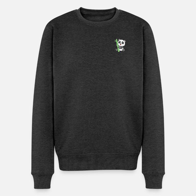 Panda - Männer Premium Bio Pullover - Anthrazit meliert
