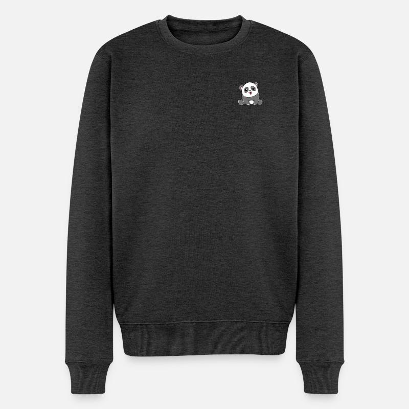 Panda Tier - Männer Premium Bio Pullover - Anthrazit meliert