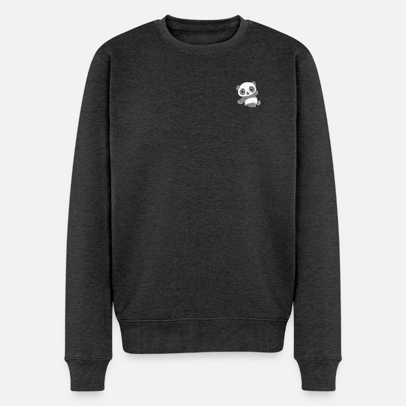 Panda - Männer Premium Bio Pullover - Anthrazit meliert