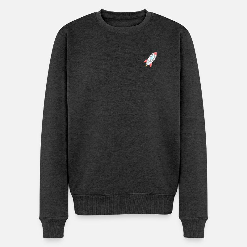 Kunterbunte Rakete im Orbit - Männer Premium Bio Pullover - Anthrazit meliert