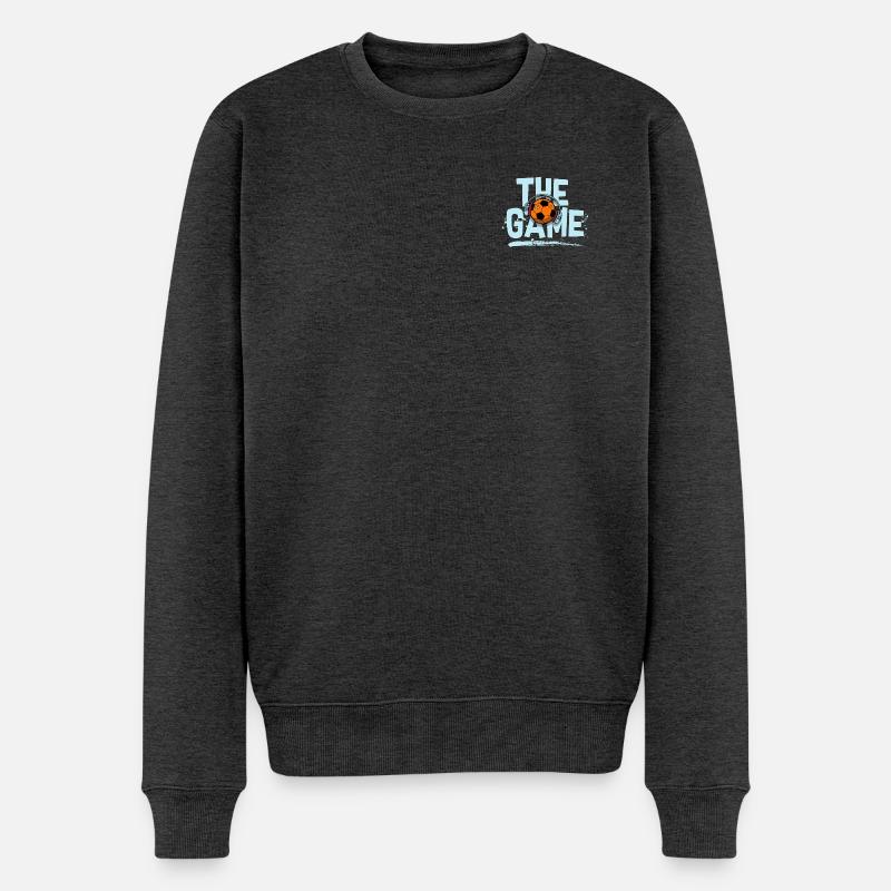 Game Beats: Fußball mit Kopfhörern - Männer Premium Bio Pullover - Anthrazit meliert