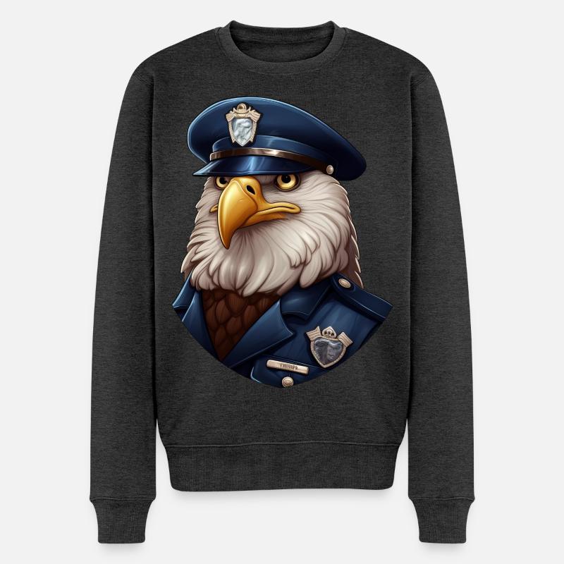 Polizei Eule - Männer Premium Bio Pullover - Anthrazit meliert
