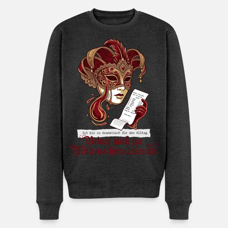 Dramatisches Mitternachtsmaskerade Design für Buch - Männer Premium Bio Pullover - Anthrazit meliert