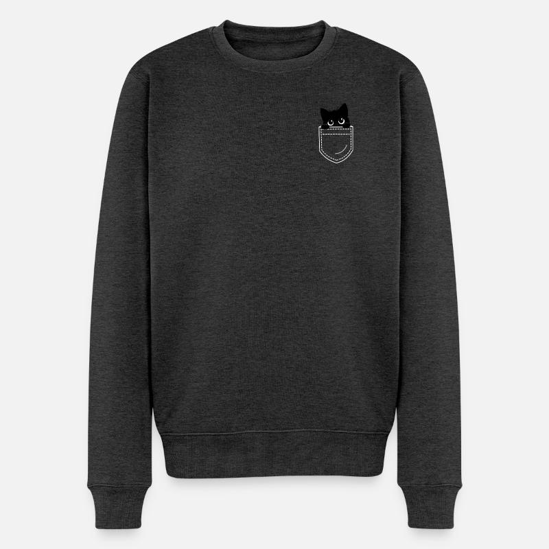 Schwarze Katze - Männer Premium Bio Pullover - Anthrazit meliert