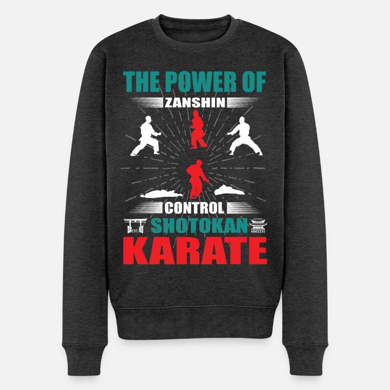 Shotokan Karate Zanshin Design - Männer Premium Bio Pullover - Anthrazit meliert