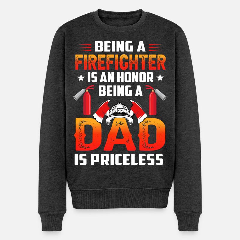 Feuerwehr Papa - Männer Premium Bio Pullover - Anthrazit meliert