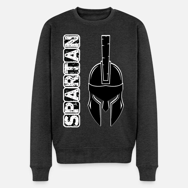 Casque spartiate grunge noir - Pull Premium bio Homme - anthracite chiné