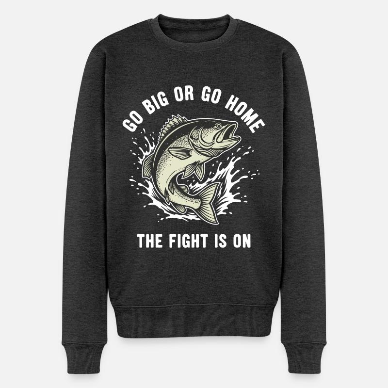 Pêche Rivière Combat Gros Poisson - Pull Premium bio Homme - anthracite chiné