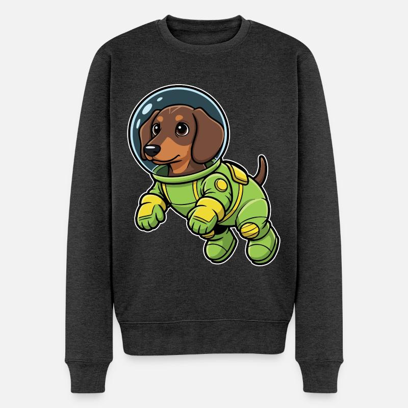 Chien Teckel Astronaute Espace Vert - Pull Premium bio Homme - anthracite chiné