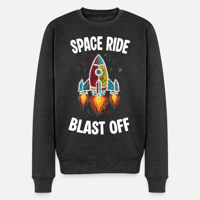 Space Rocket Retro Kritzelei-Explosion - Männer Premium Bio Pullover - Anthrazit meliert