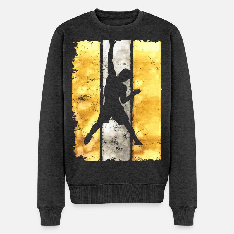 Klettern - Kletterer - Kletterwand - Bouldern - Männer Premium Bio Pullover - Anthrazit meliert