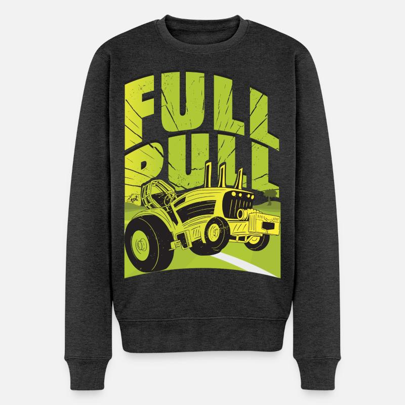 Traktor Pulling - Männer Premium Bio Pullover - Anthrazit meliert