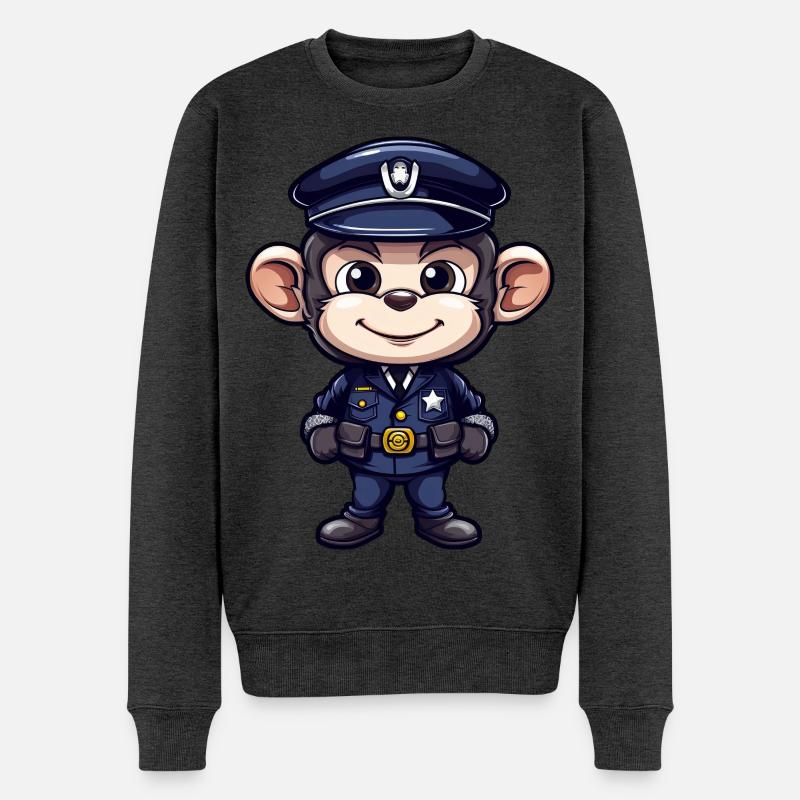 Singe policier - Pull Premium bio Homme - anthracite chiné