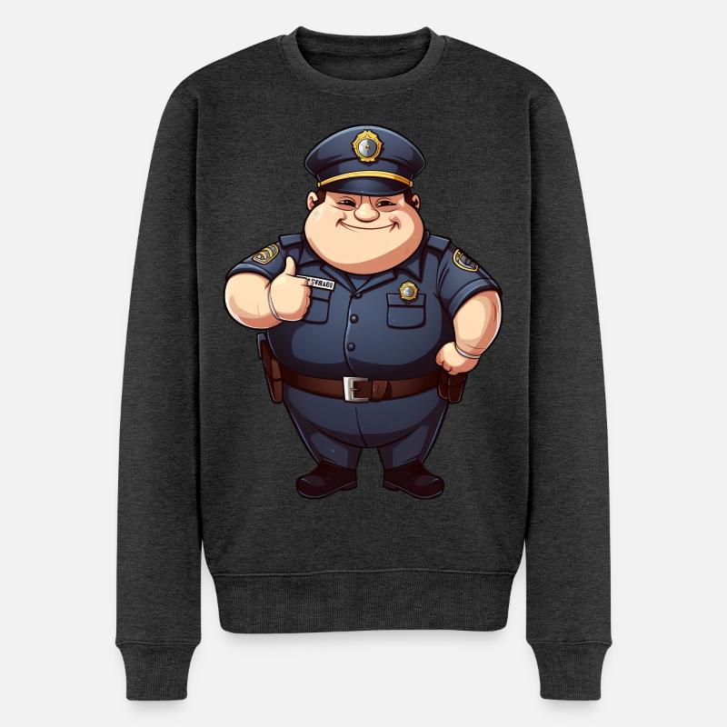 dicker Polizist - Männer Premium Bio Pullover - Anthrazit meliert