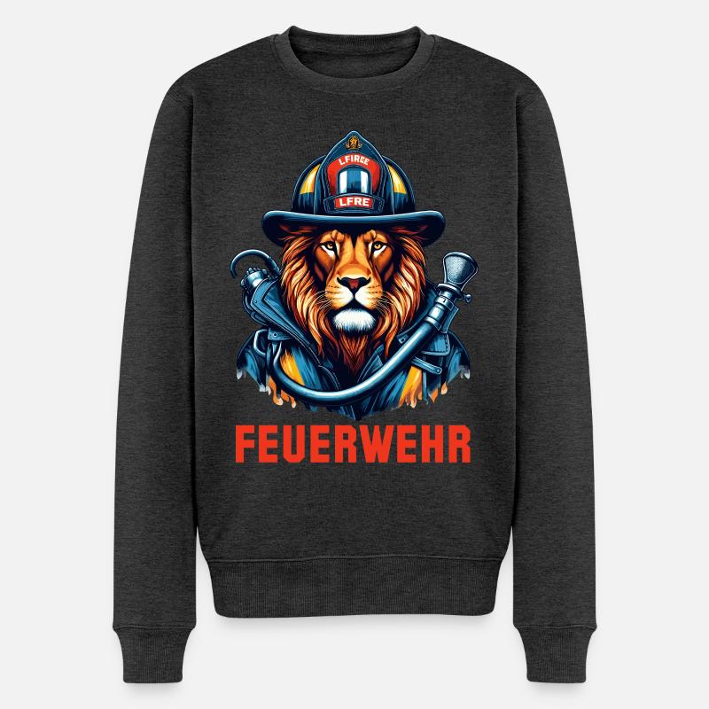 Feuerwehr Löwe Geschenk - Männer Premium Bio Pullover - Anthrazit meliert