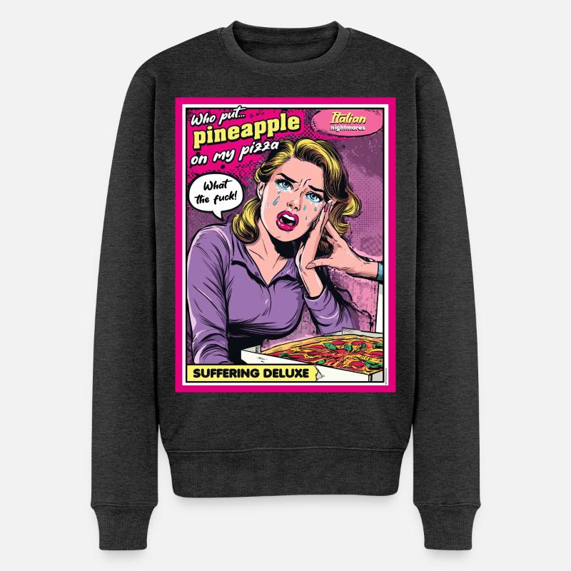 Pas d’ananas sur la pizza - Pull Premium bio Homme - anthracite chiné