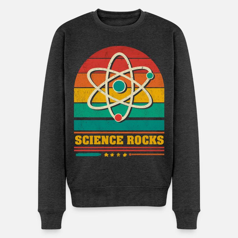 La science dans l’atome arc-en-ciel - Pull Premium bio Homme - anthracite chiné