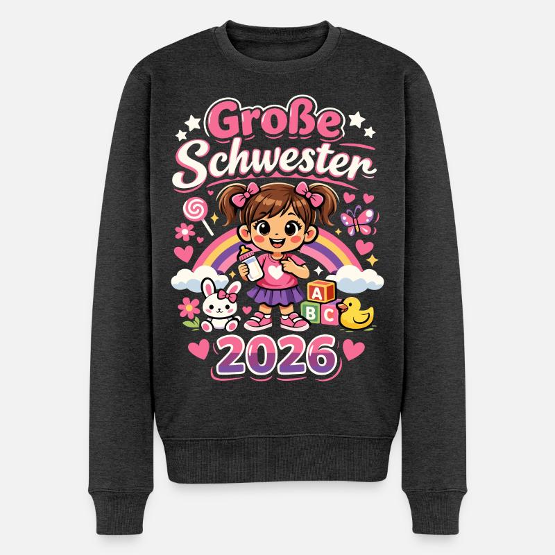 große schwester 2026 - Männer Premium Bio Pullover - Anthrazit meliert