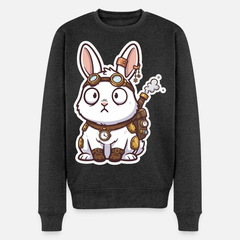 Steampunk Bunny Messenger Rucksack Steam - Männer Premium Bio Pullover - Anthrazit meliert
