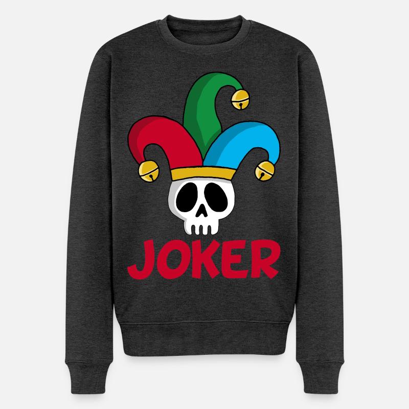 Der Schädel des Jokers - Männer Premium Bio Pullover - Anthrazit meliert