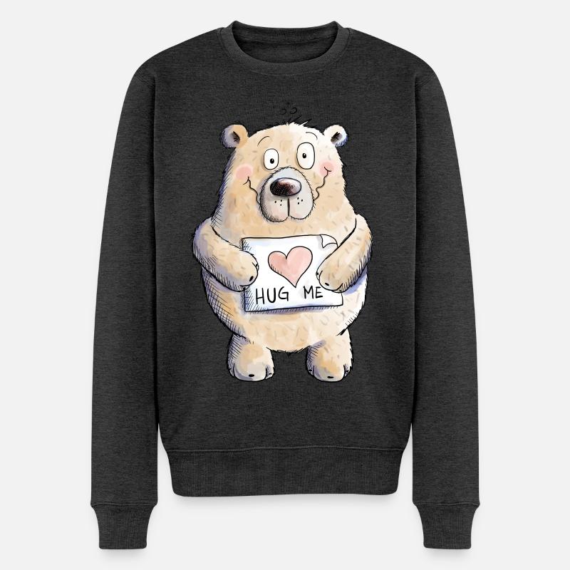 Hug Me Bär I Teddy Love - Männer Premium Bio Pullover - Anthrazit meliert