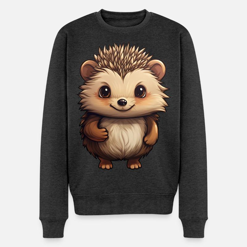 niedlicher Igel - Süßes Design - fröhlich - Männer Premium Bio Pullover - Anthrazit meliert
