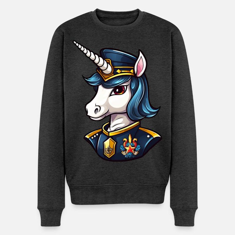 Einhorn Polizistin - Männer Premium Bio Pullover - Anthrazit meliert