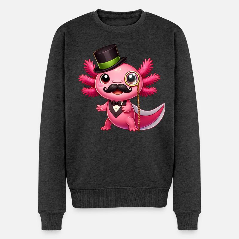 Sir Axolotl - Männer Premium Bio Pullover - Anthrazit meliert