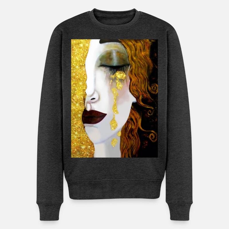 Goldene Tränen, Gustav Klimt - Männer Premium Bio Pullover - Anthrazit meliert