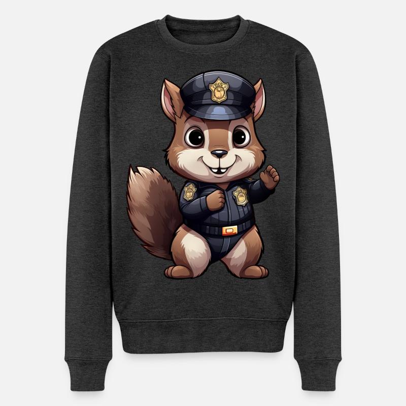 Eichhörnchen Polizist - Männer Premium Bio Pullover - Anthrazit meliert