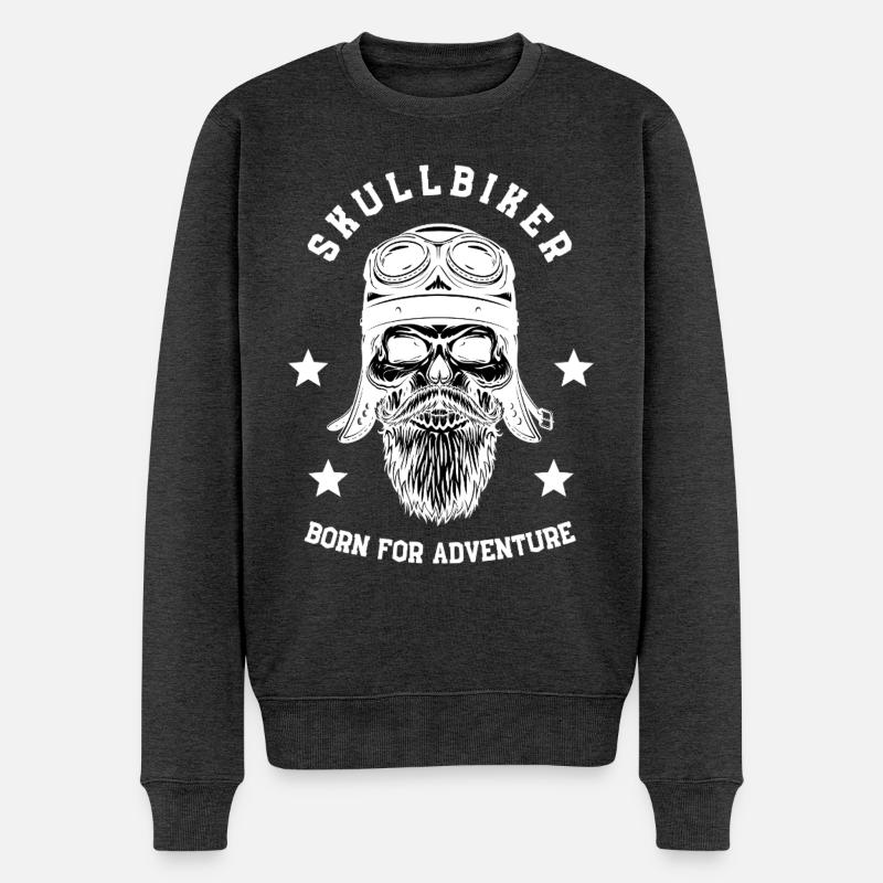 Skullbiker - Männer Premium Bio Pullover - Anthrazit meliert