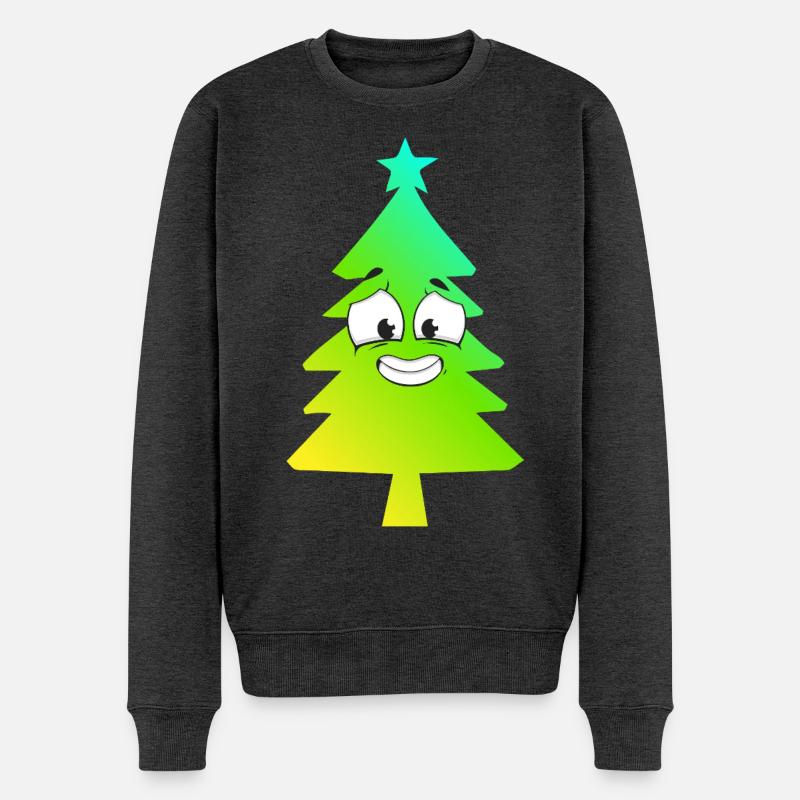 Weihnachtsbaum-Farbverlauf Lächeln - Männer Premium Bio Pullover - Anthrazit meliert