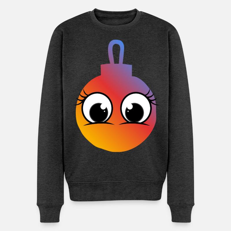 Ball Joy Farbverlauf Big Eyes - Männer Premium Bio Pullover - Anthrazit meliert