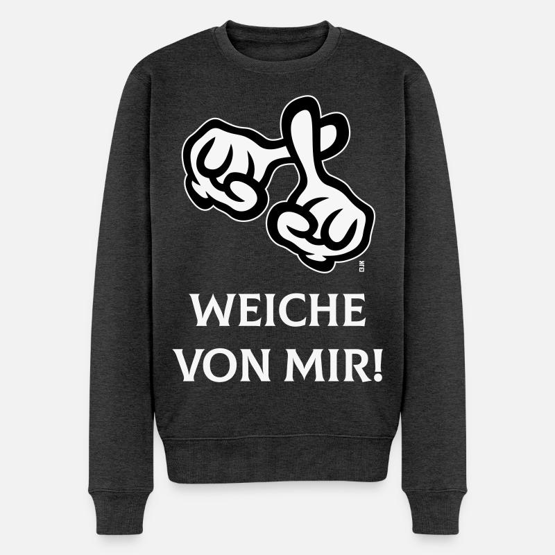 Weiche Von Mir! (Kreuz / Bibel / Religion / NEG2C) - Männer Premium Bio Pullover - Anthrazit meliert