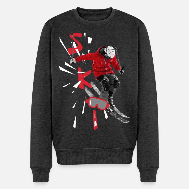 Ski - Skiurlaub - Skifahren - Männer Premium Bio Pullover - Anthrazit meliert