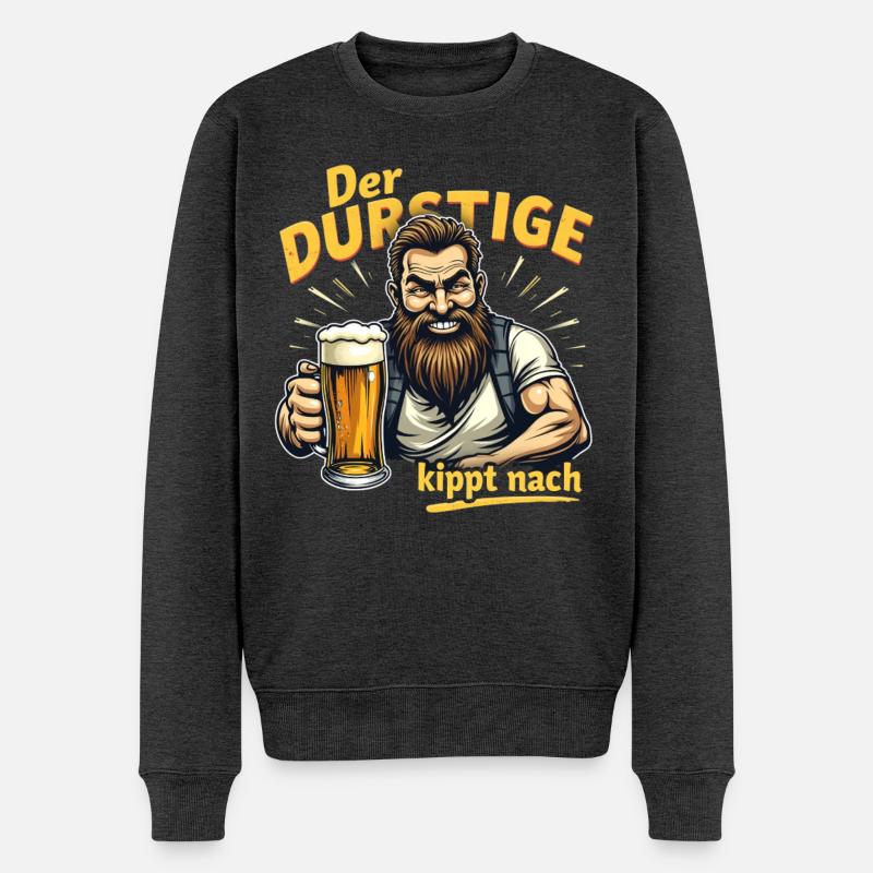 Der Durstige Bierheld - Männer Premium Bio Pullover - Anthrazit meliert