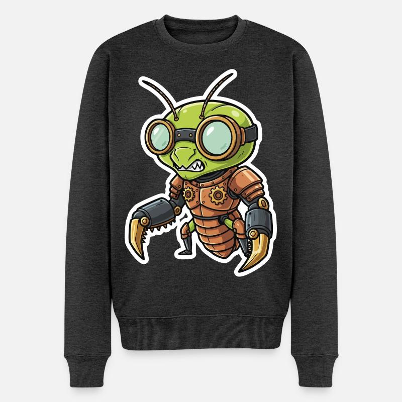 Praying Mantis Steampunk Copper Armor - Men's Premium Organic Jumper - heather anthracite