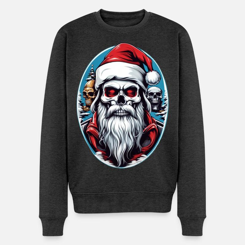 Weihnachtsmann Skull - Männer Premium Bio Pullover - Anthrazit meliert