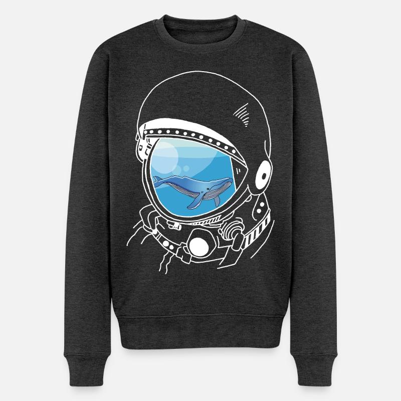 Ein Wal in den Sternen (weiß) - Männer Premium Bio Pullover - Anthrazit meliert