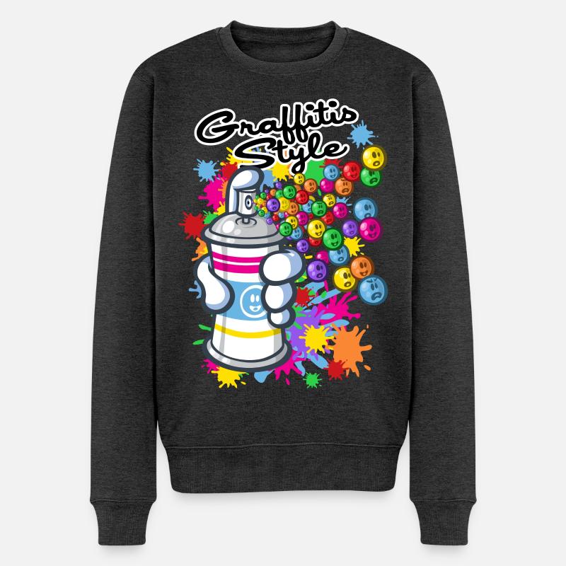 Graffitis cartoon style - Pull Premium bio Homme - anthracite chiné