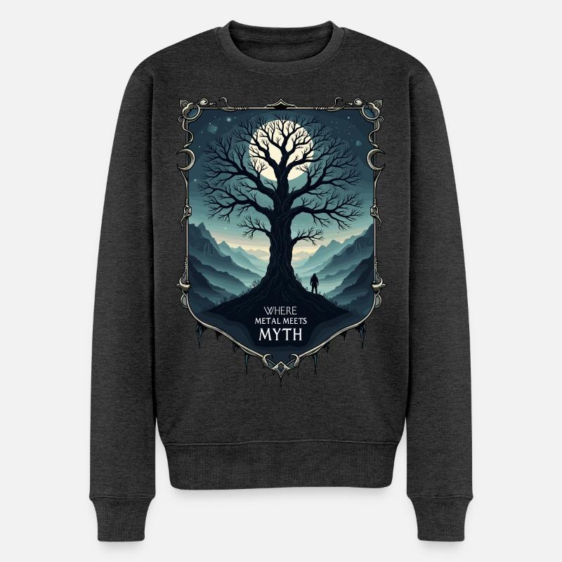 Wo Metall auf Mythos trifft ! - Männer Premium Bio Pullover - Anthrazit meliert
