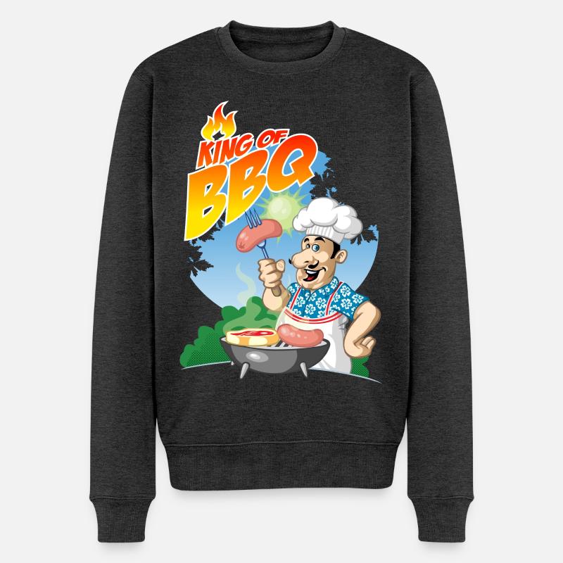 king of barbeque - Männer Premium Bio Pullover - Anthrazit meliert