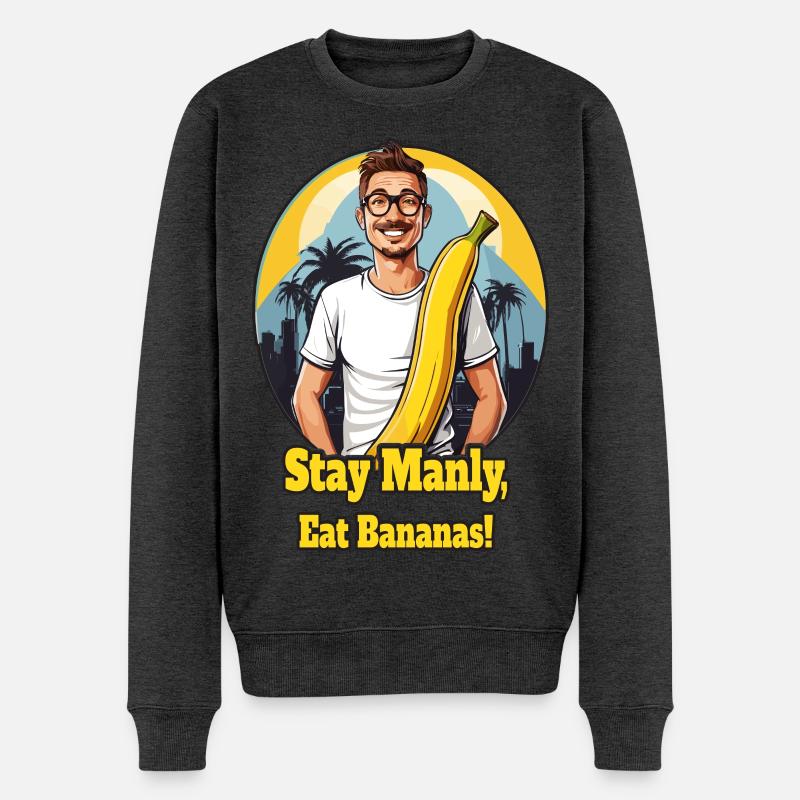 Männer Banane - Männer Premium Bio Pullover - Anthrazit meliert