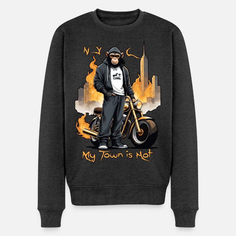 Biker Affe - Männer Premium Bio Pullover - Anthrazit meliert