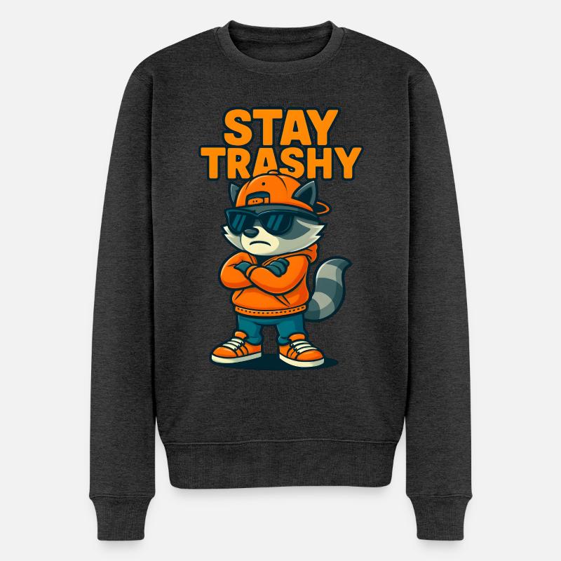 Stay Trashy Raccoon - Männer Premium Bio Pullover - Anthrazit meliert
